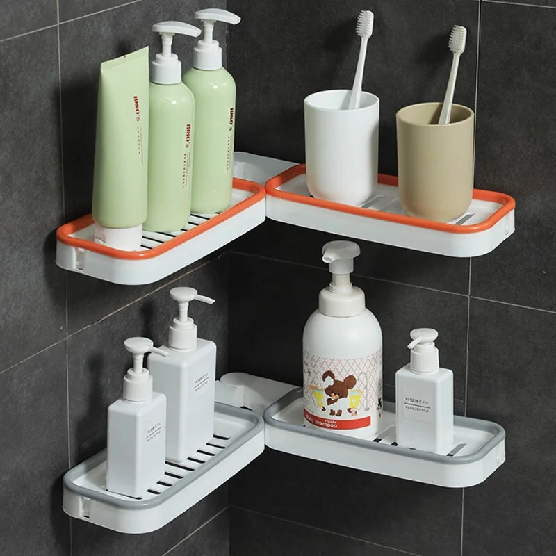 

Punch-free Bathroom Revolving Rack Wall-mounted Toilet Washstand Kitchen Wall Storage Rack 180 Degree Rotating Storage Rack