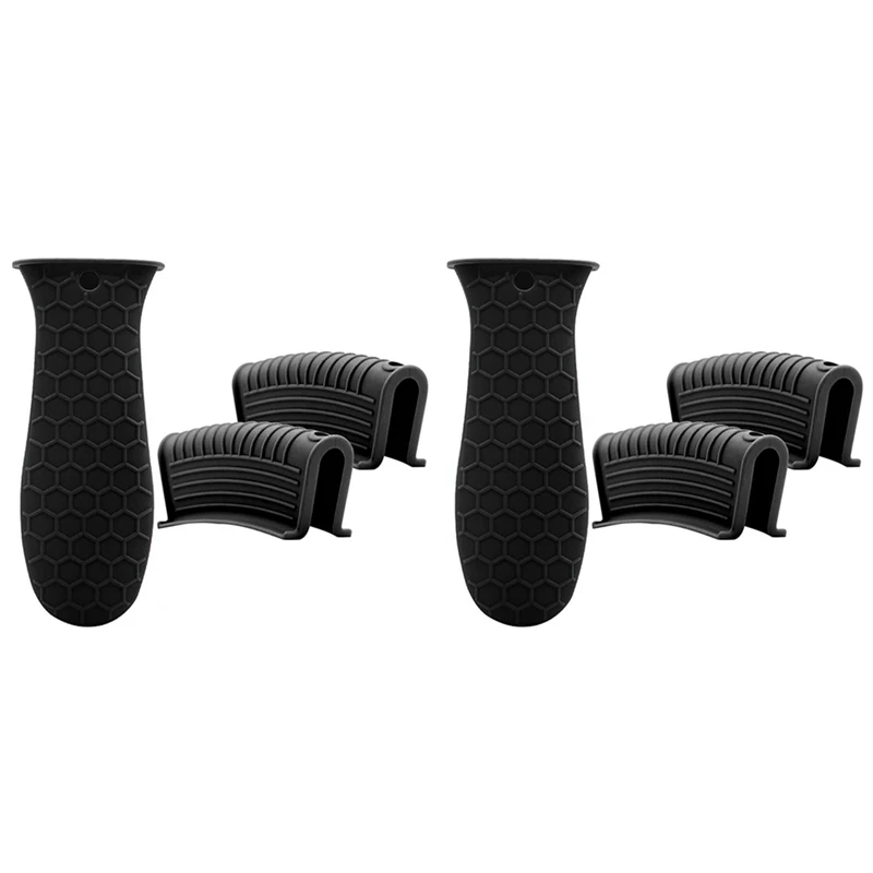 

2X Silicone Hot Handle Holder Cover Set Assist Pan Handle Sleeve Potholders Cast Iron Skillets Handles Grip Covers