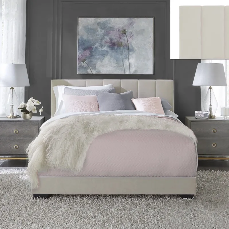 

Shop all Beds Reece Channel Stitched Upholstered Queen Bed, Ivory, by Hillsdale Living Essentials Bedroom