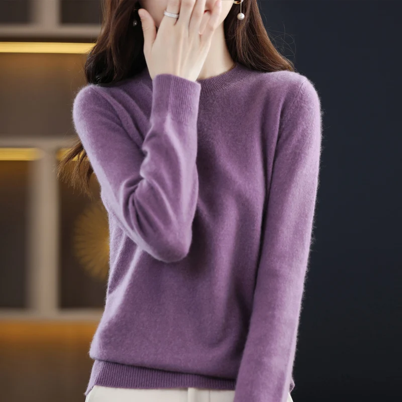 

100% wool cashmere sweater women loose casual knitted round neck pullover 2022 new high quality autumn and winter sweater