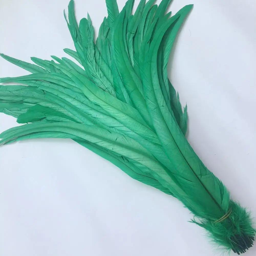 

100Pc Grass Green Rooster Coque Tail Feathers Plumes 35-40CM 14-16" DIY Dyed Cock Tails Clothing Accessories Jewelry Performance