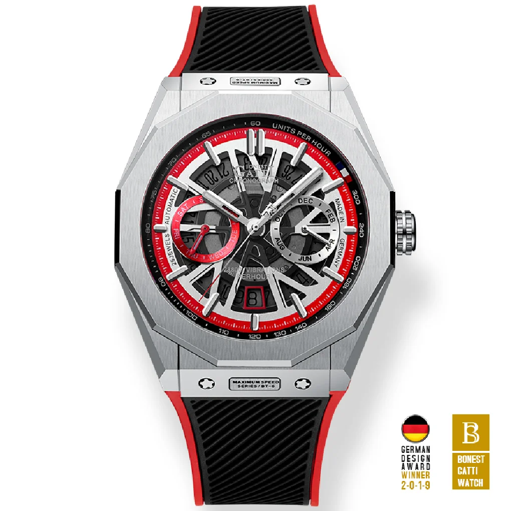 

BONEST GATTI Men Automatic Watch Luxury Watches Fashion Mechanical Wristwatch Skeleton Waterproof Sapphire Luminous Month Week