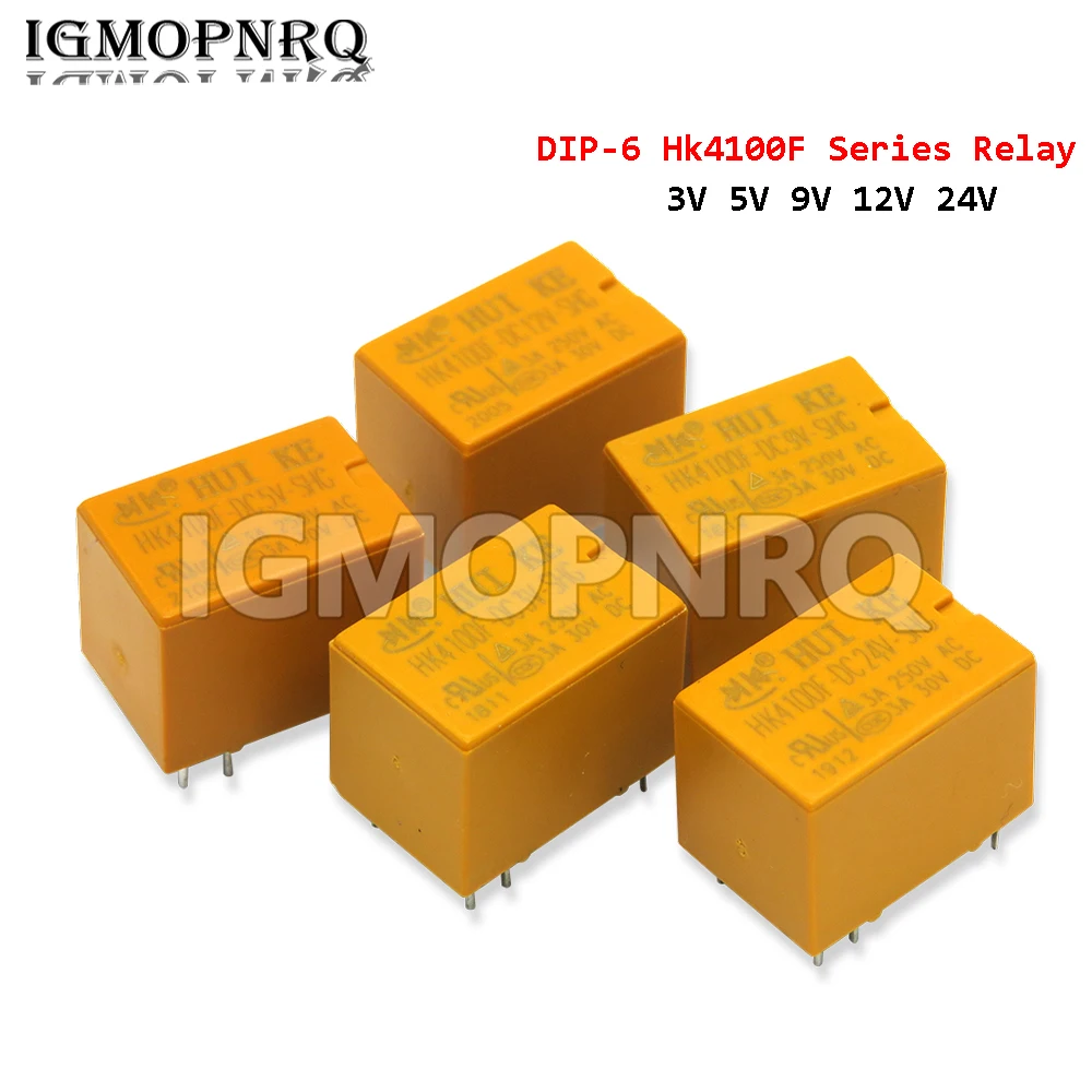 

5 шт., реле HK4100F серии 12 в DIP-6 3A 250V AC/ 3A 30V DC 3V 5V 9V 24V