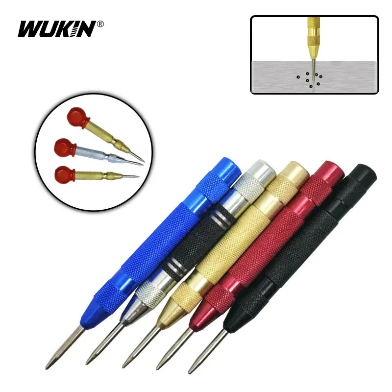 

1pc Semi Automatic Center Punch Mark Position Drill Dotting Punch Woodworking Metal Positioner With Cap Spring Marking Hole Tool