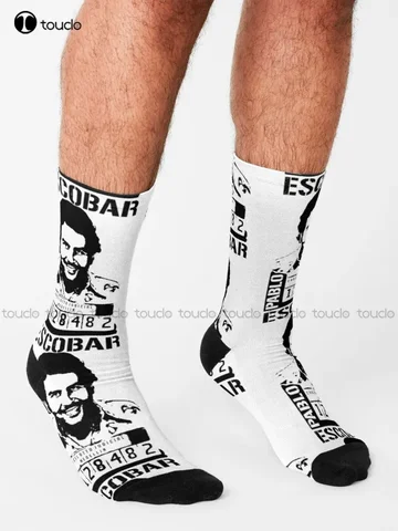Носки Pablo Escobar Mugshot (черная версия) Pablo Escobar Plata O Plomo Colombian Drug Lord, подарок на заказ, уличные носки для скейтборда