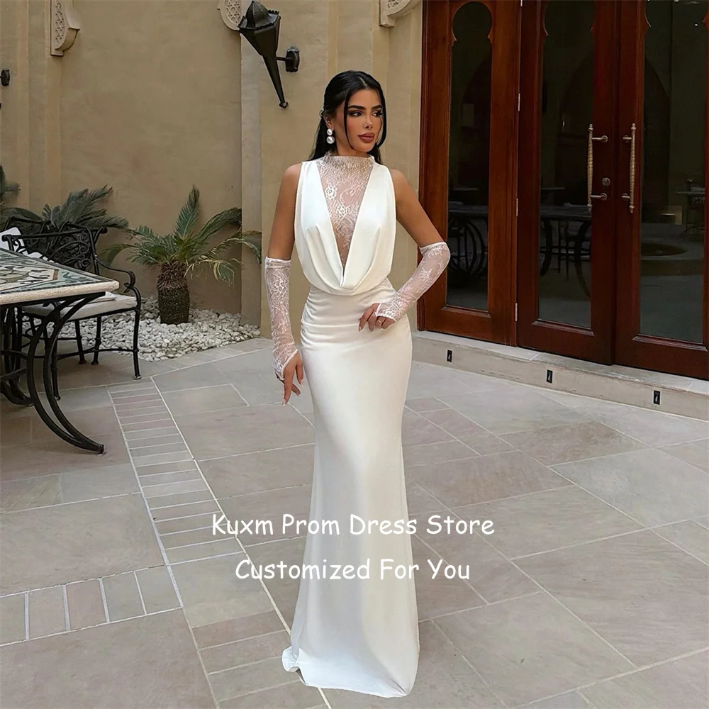 Свадебные платья Kuxm Fashion из атласа, с круглым вырезом, без рукавов, фасон «русалка», длина в пол, на заказ (art.: 3920da340e27e) - 3920da340e27e
