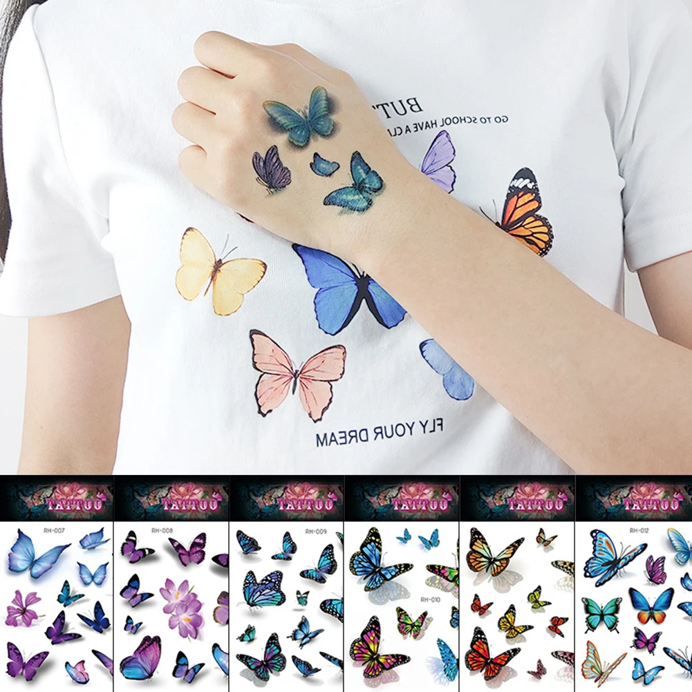 

Butterfly 3D Temporary Tattoo Sticker for Women Girls Body Art Flash Tattoo Stickers Waterproof Tatoo Sticker