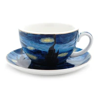 van gogh starry sky european style small luxury coffee cup and plate set latte drawing cup cappuccino afternoon tea mug