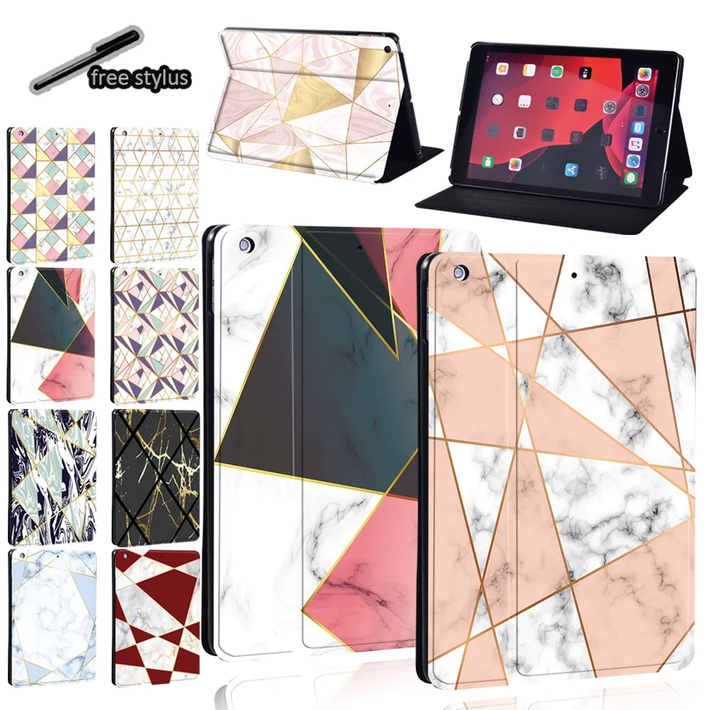 

Tablet Stand Case for IPad Air 4 /Air 5 10.9 Inch 2022/IPad Pro 11" 9.7" 10.5" /Air 1 2 3 Shape Print PU Leather Anti-fall Cover