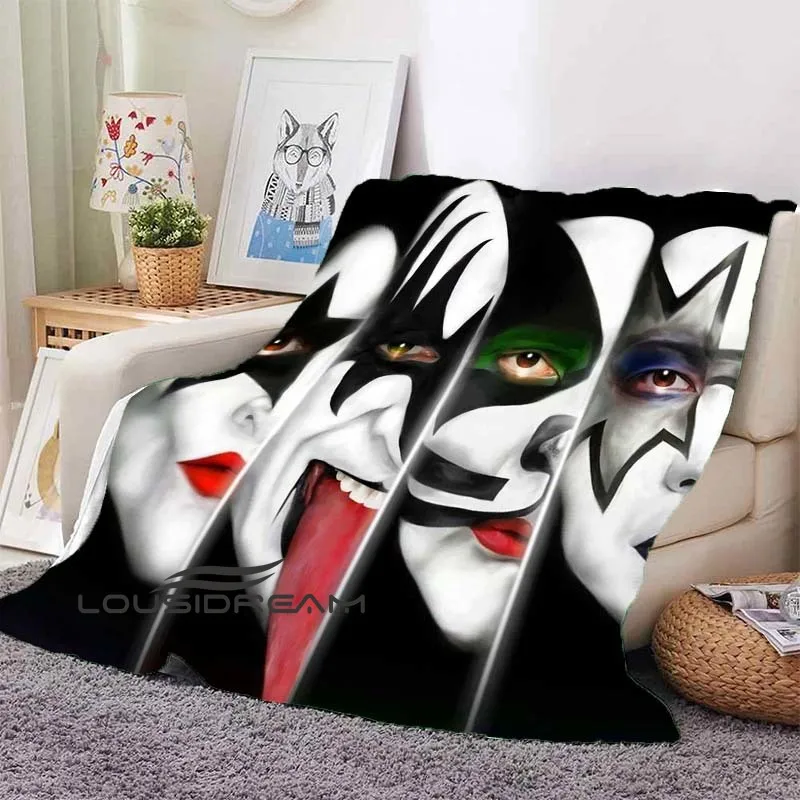 

KISS American Rock Band Print Plush Blanket Home Travel Sofa Sheet Soft Blanket Adult Rest Air Conditioning Blanket Throw