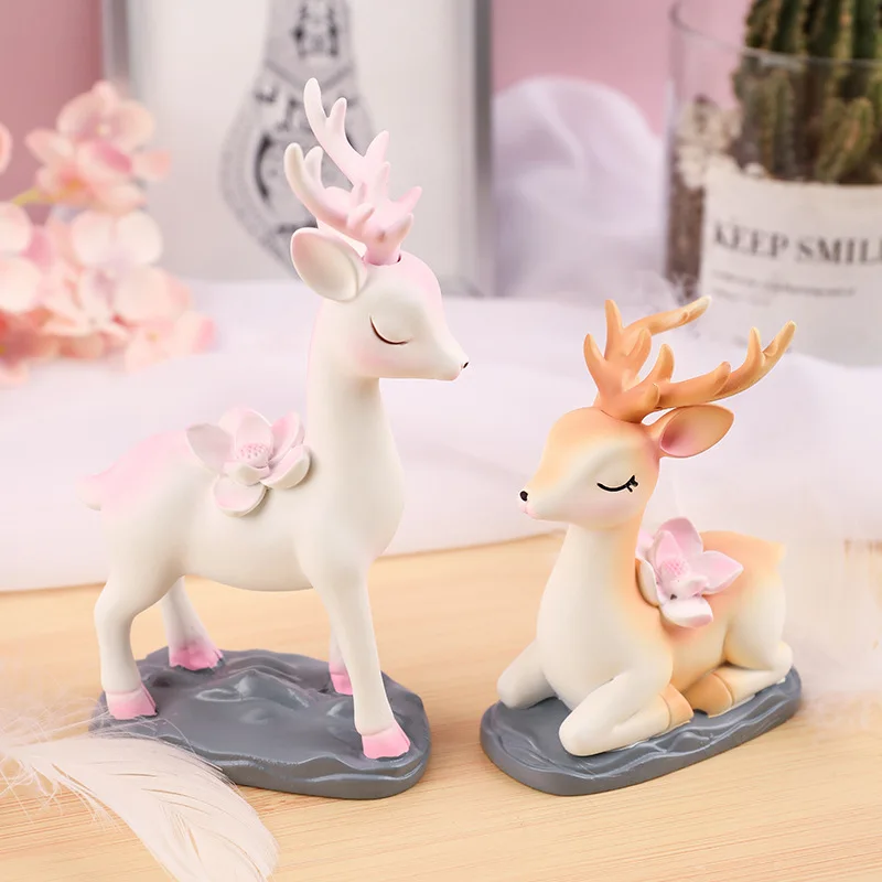 

2 шт., Декоративный олень из смолы, в виде цветка