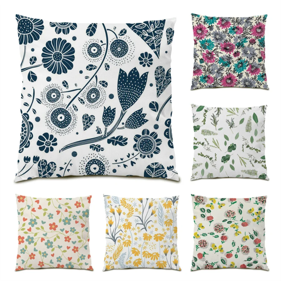 

Floral Series Sofa Decorative Pillow Cases Velvet Home Ornamental Pillows for Living Room Leaf Polyester Linen Pillowcase E0423