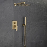 bathroom shower set brushed gold rainfall shower faucet wall or ceiling wall mounted shower mixer 8 12 shower head