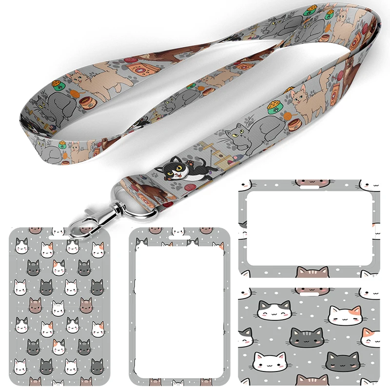 Шнурок D0968 для ключей с мультяшным котом и котенком чехол удостоверения личности