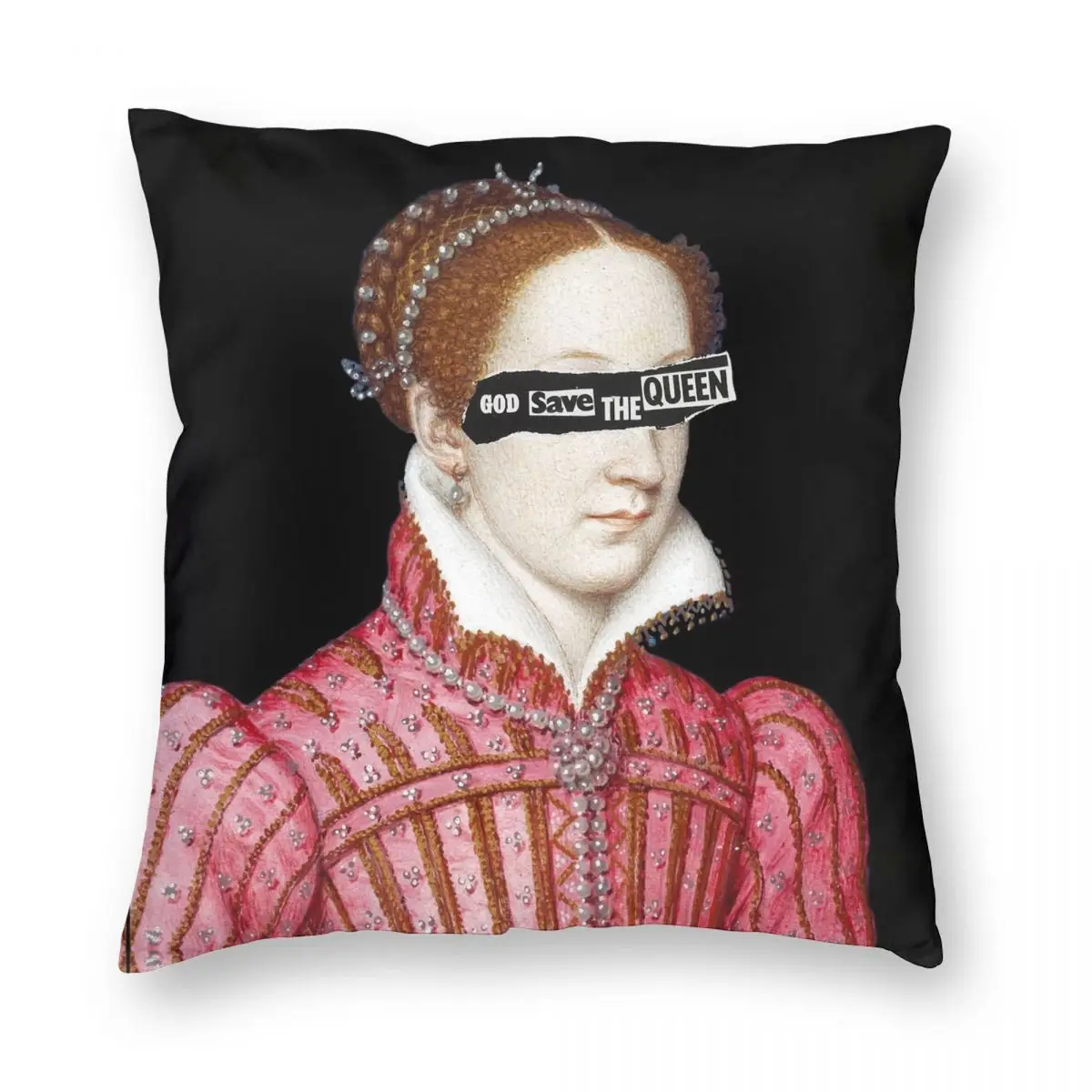 

Mary Queen Of Scots Square Pillowcase Polyester Linen Velvet Creative Zip Decor Room Cushion Cover