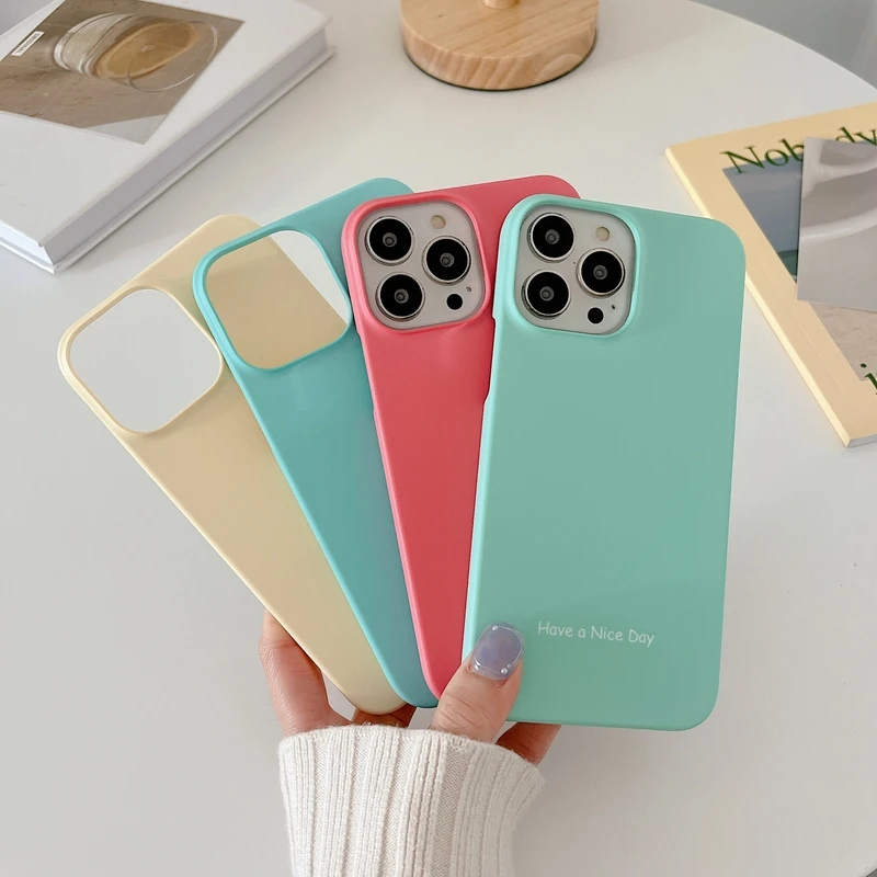 

Cute Simple Art Letter Candy Color Phone Case For iPhone 11 12 13 Pro Xs Max Xr X Cases PC Hard Matte Back Cover Coque