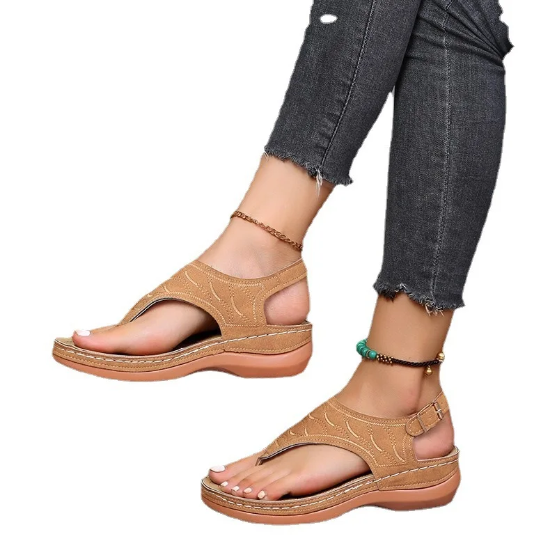 

Summer Oxford Women Sandals Flats Slippers Pu Leather Flip Flops Belt Buckle Female Shoes 2022 New Rome Fashion Woman Slides