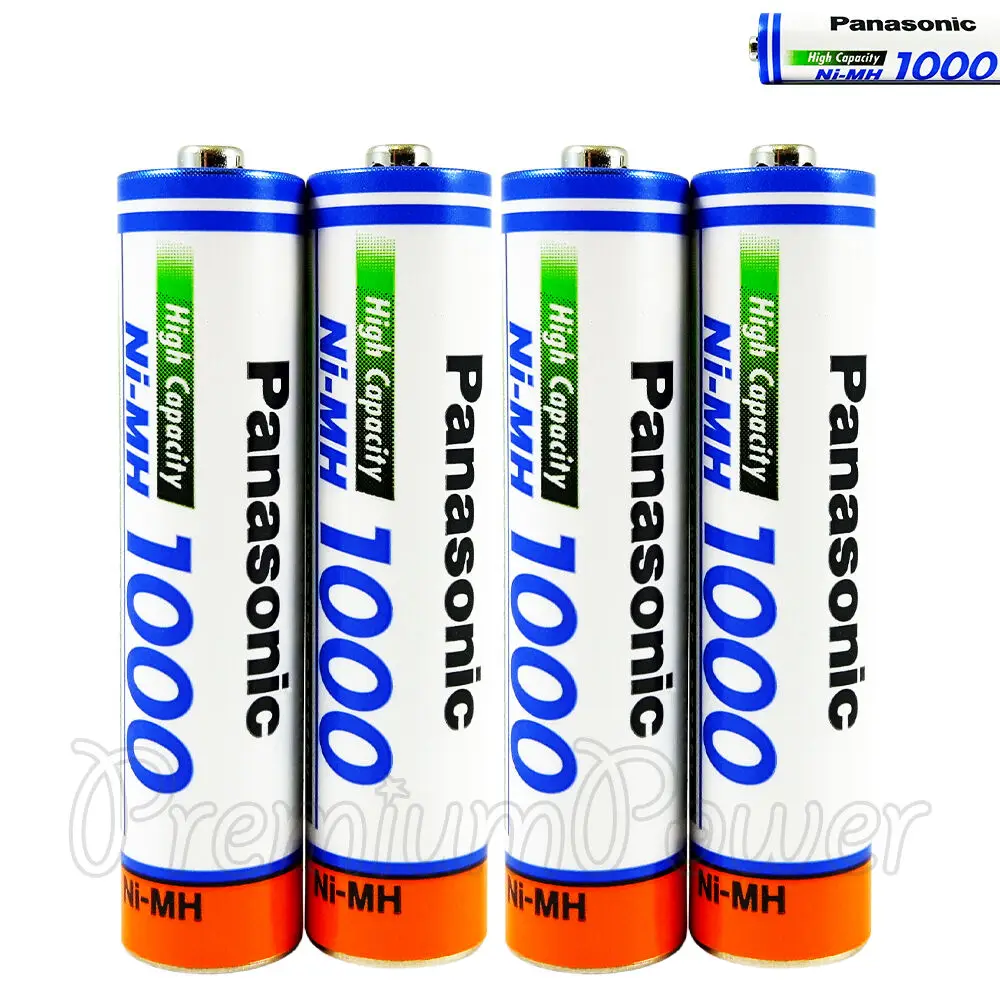 

4 x Panasonic AAA batteries Ni-MH 1000 930 mAh Rechargeable High capacity HR03