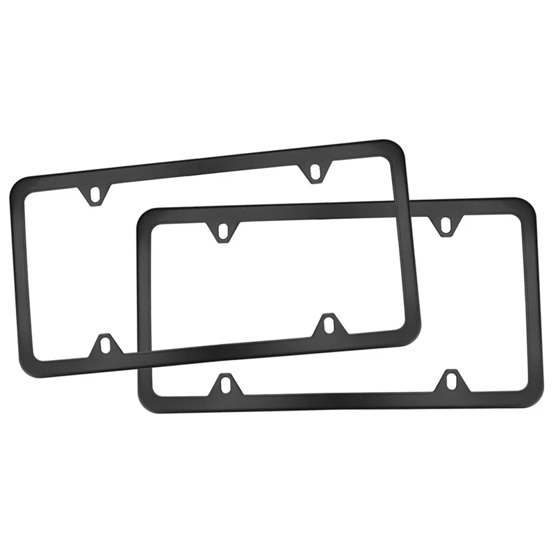 

4 Holes Stainless Steel License Plate Frames, 2 PCS Car Licence Slim Design With Black For US Vehicles