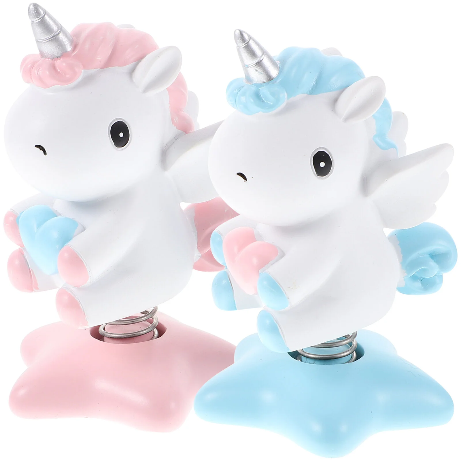 

2 Pcs Pink Cake Decorationsationsationsation Accessories Resin Unicorn Small Ornament Shaking Statue Car Miniature Figurine