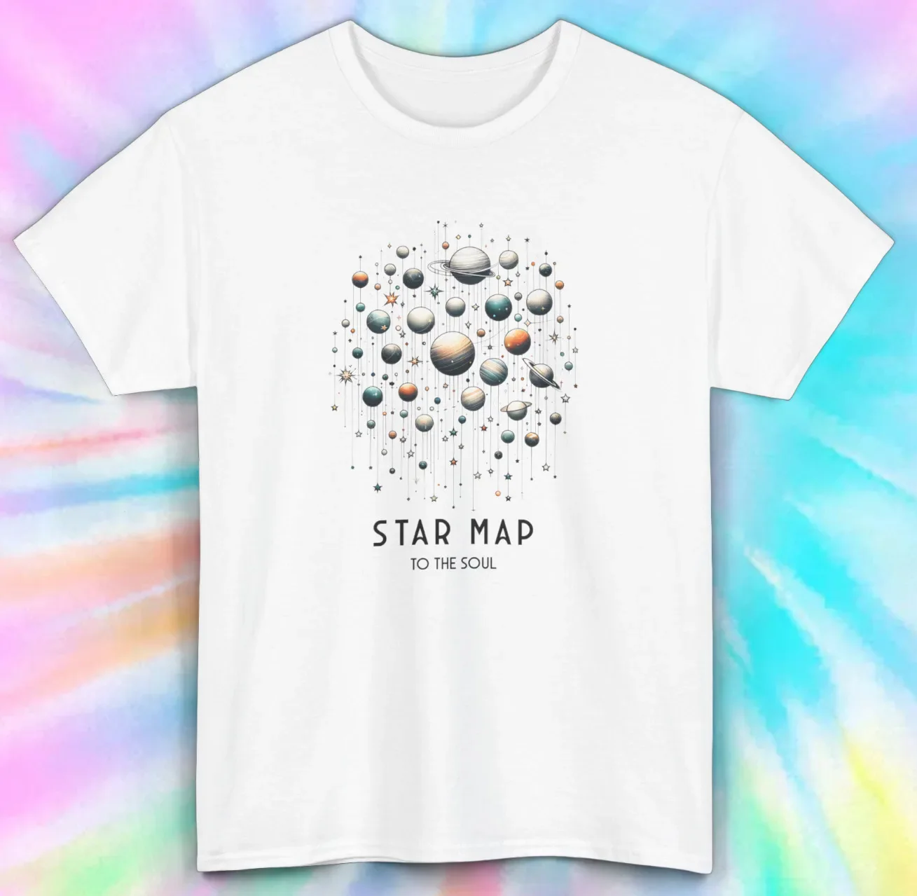 Футболка с изображением звездной карты | Графика выравниванием планеты