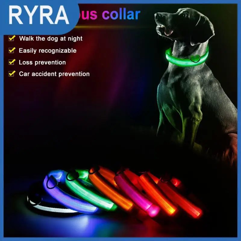 

LED Pet Dog Collar Night Safety Flashing Glow In The Dark Dog Leash,Dogs Luminous Fluorescent Collars Pet Supplies Anti-lost