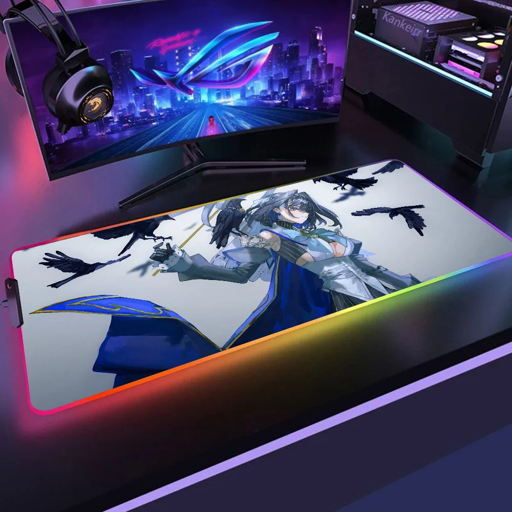 Фото Игровой коврик для мыши Ouro Kronii Hololive Girl, размер XXL, RGB, HD, черный цвет, яркий цвет №4
