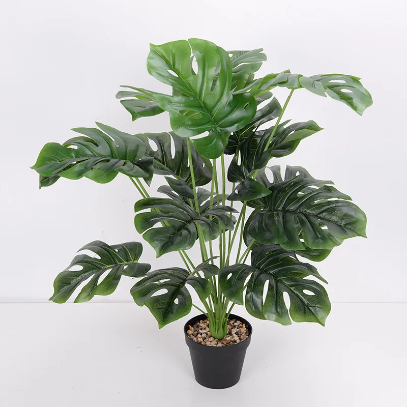 

Large Green Palm Leaves Monstera Artificial Plants Tropical Plastic Tree Fake Plant Home Garden Decor Living Room Balcony Decor