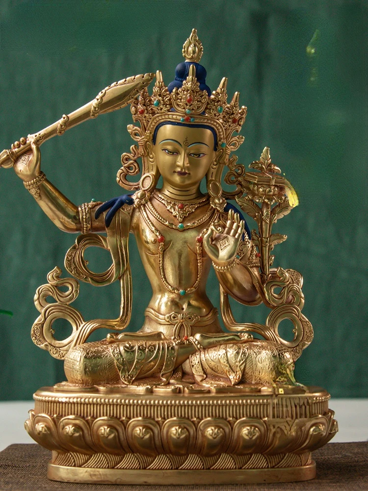 

Tibet Gilding 7-Inch 21cm Tibetan Manshu Bodhisattva/Buddha Statue Pure Copper Tantra Posa Copper Statue Ornaments