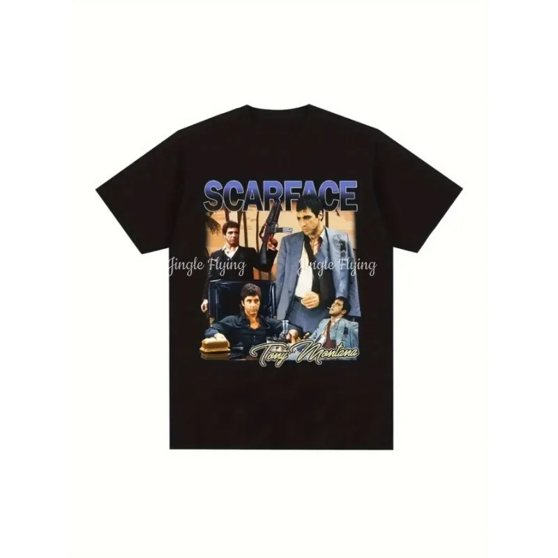 Модная классическая гангстерская футболка со шрамом Тони Монтана винтажная