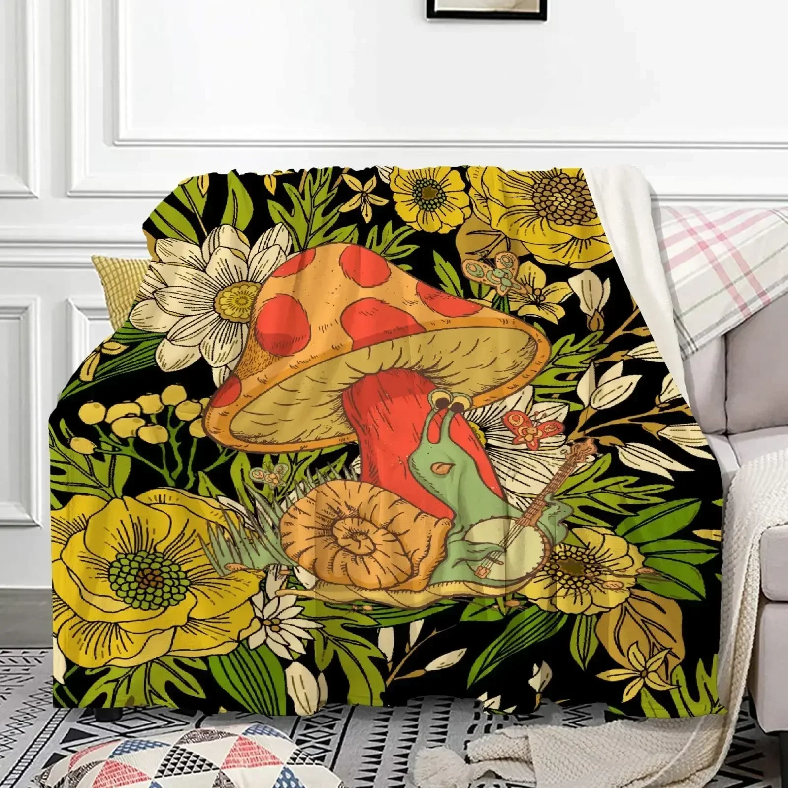 Одеяло в стиле хиппи с грибами