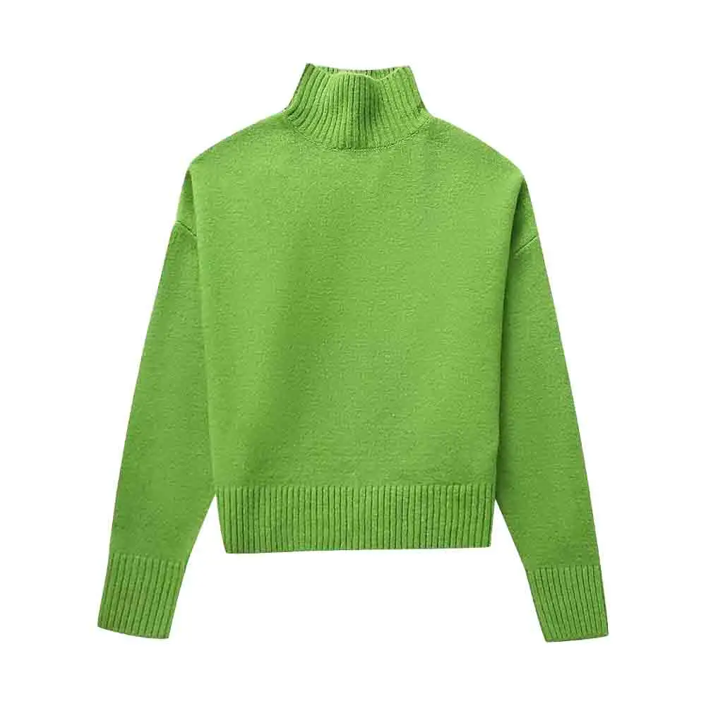 

TRAF Women's Sweater Autumn and Winter New Solid Color Elegant High Waist Casual Female Retro Soft Knitted Sweater Mujer 2142187
