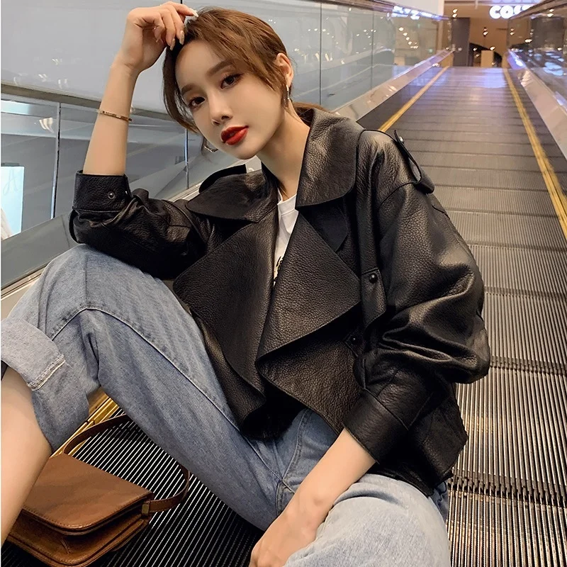 Luxury brand Women Korean Autumn Woman Real Sheepskin Jackets Female Genuine Leather Coats Womens Clothes Abrigo Mujer TN787