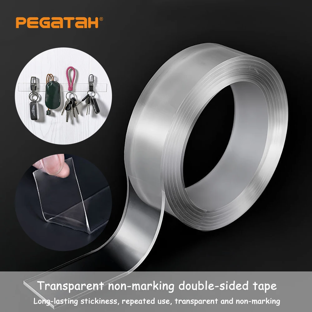 

1/2/3/5M Double Sided Nano Tape Transparent Waterproof Reusable Adhesive Tapes Home Kitchen Bathroom Decoration Supplies Tapes