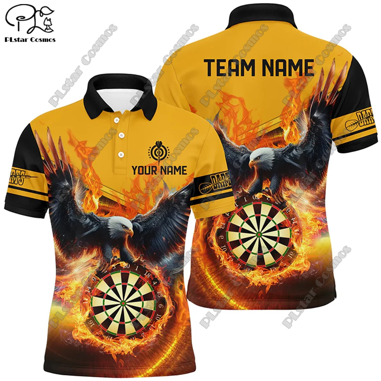 Футболка-поло с 3D-принтом пламени универсальная для отдыха спорта