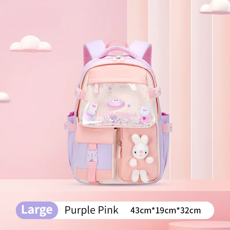 Princess Girls Sweet Rabbit Sequins Fashion Leisure Backpacks New Dream Children Grade 1-6 Students Cartoon Cute Schoolbags Hot