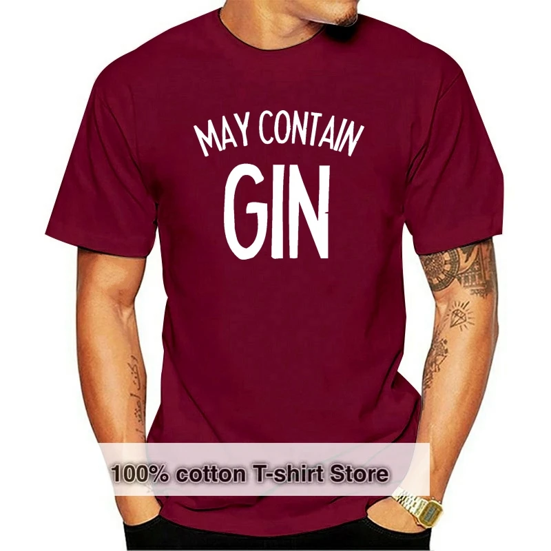 

Мужская футболка с надписью MAY содержит GIN, Веселая Футболка с принтом на спиртовой шутке, забавная футболка в стиле хип-хоп, мужские футболк...