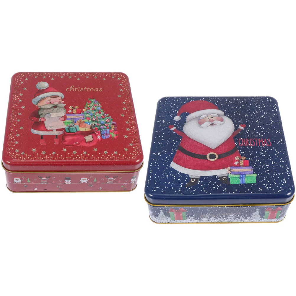 

Christmas Box Tin Cookie Gift Tins Tinplate Candy Boxeslidscontainers Storage Biscuit Square Givingmetal Empty Holiday Santa