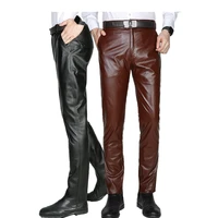 leather pants men black genuine with fleece pants winter youth thickened pants the first layer cowhide pants goatskin pants warm