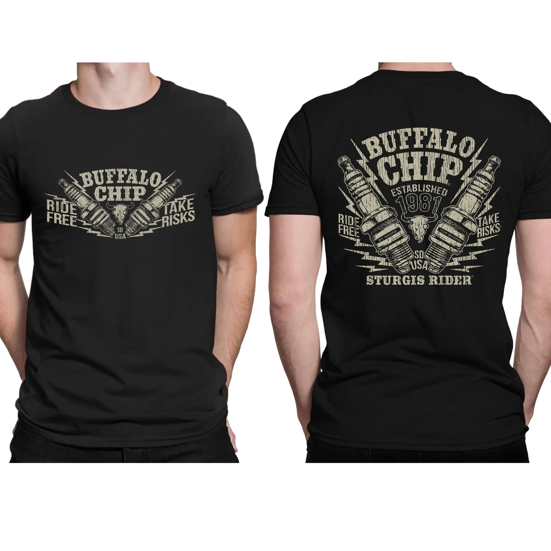 Удивительные футболки, повседневная футболка большого размера с чипом Sturgis Buffalo, незаменимая футболка с свечой зажигания, мужские футболки