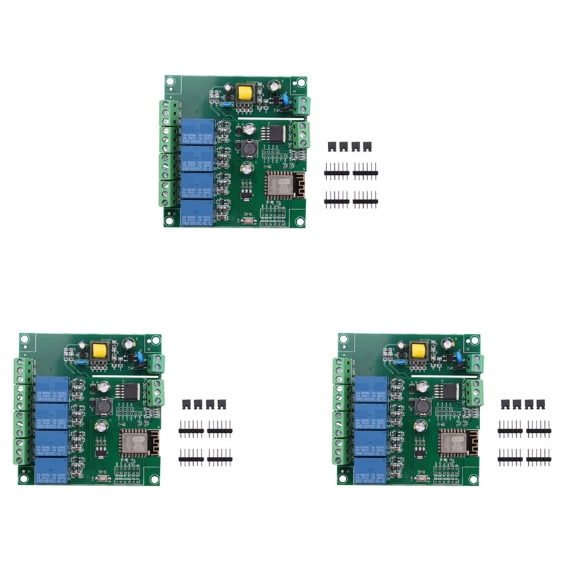 

3X ESP8266 ESP-12F WIFI Relay Module 4Channel AC90-250V/DC7-30V/5V Delay Relay Switch For ARDUINO IDE Smart Home IOT