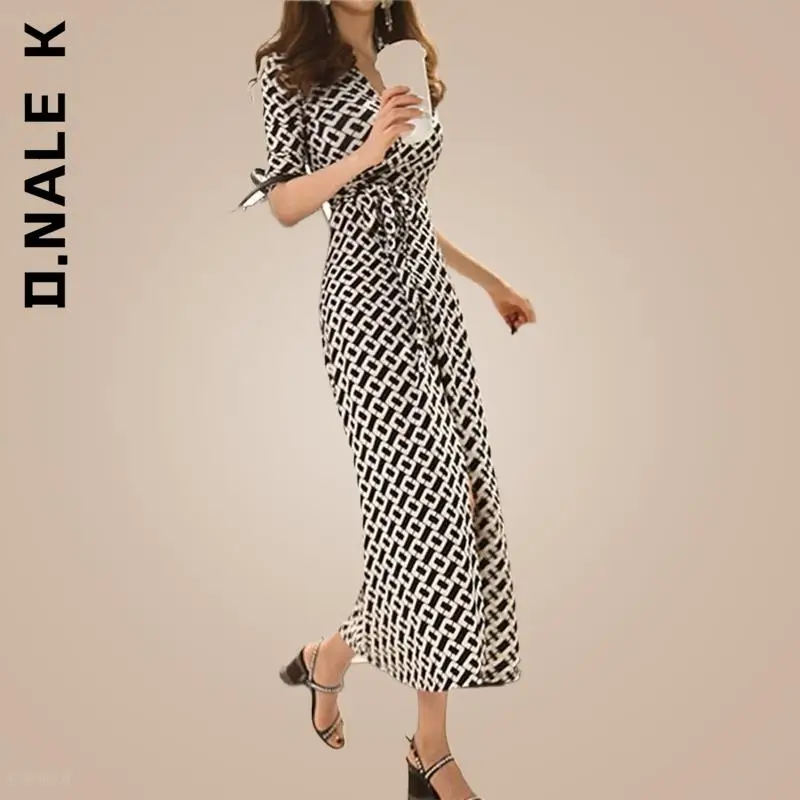 D.Nale K Casual Prom Summer Women Dress Bodycon Evening Female Vintage Party Beach Women Dresses Girl Sexy Skinny Y2K Print