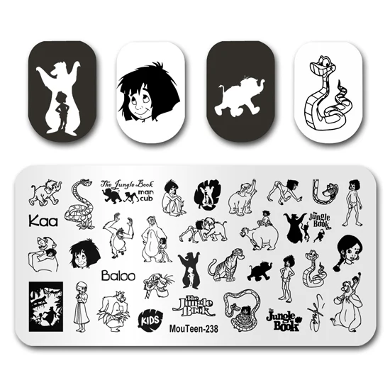 Штамповка для дизайна ногтей бриллиантовые диснеевские пластины с милым котом