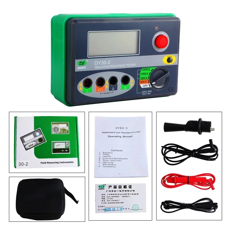 

DUOYI DY30-2 20G Ohm 500V 1000V 2500V Volt Megaohm Meter Multimeter Megohmmeter Voltmeter Digital Insulation Resistance Tester