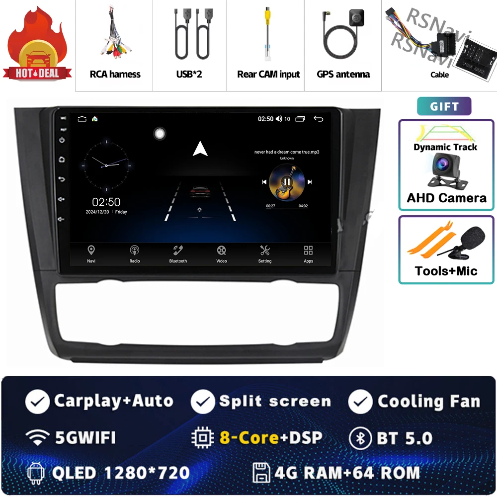 

Android 15 для BMW 1 серии E88 E82 E81 E87 2004-2011 2K QLED Android Автомобильный радиоприемник Мультимедийный видеоплеер GPS 4G CarPlay Стерео