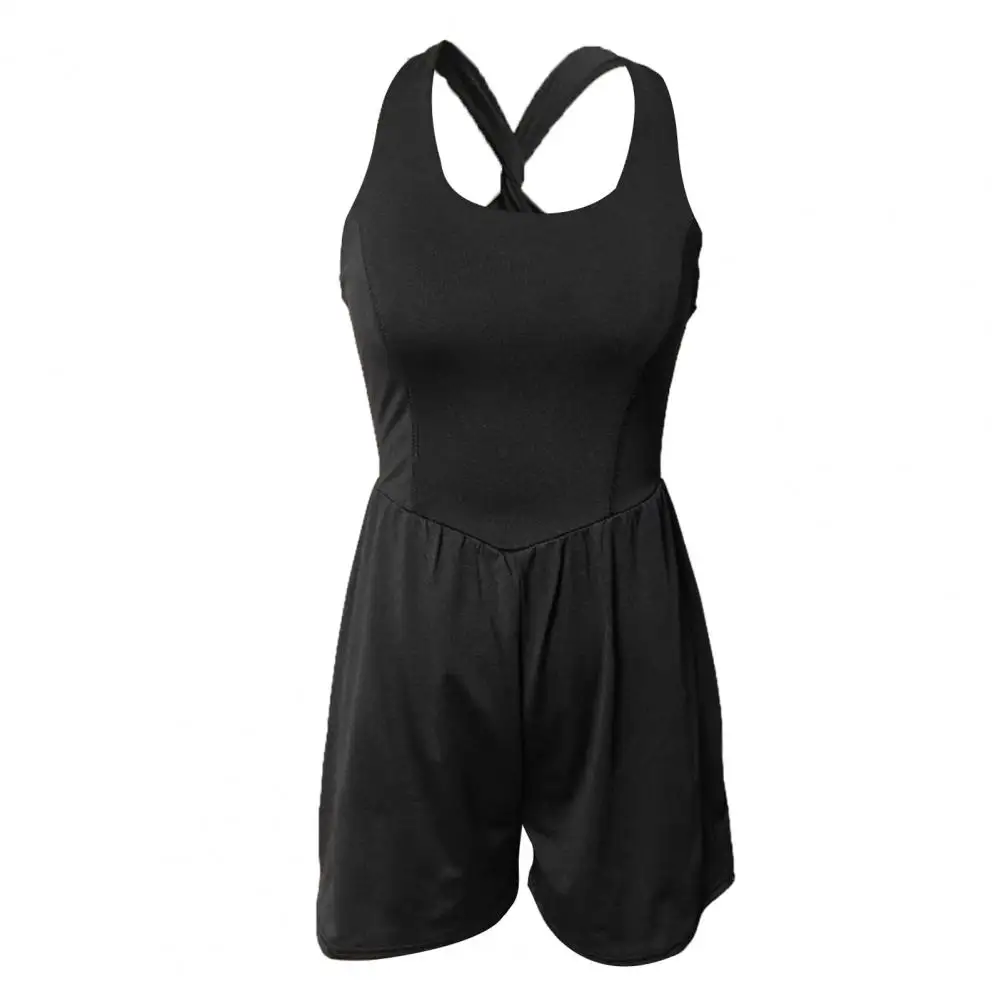 Женский спортивный комбинезон с квадратным вырезом и открытыми плечами