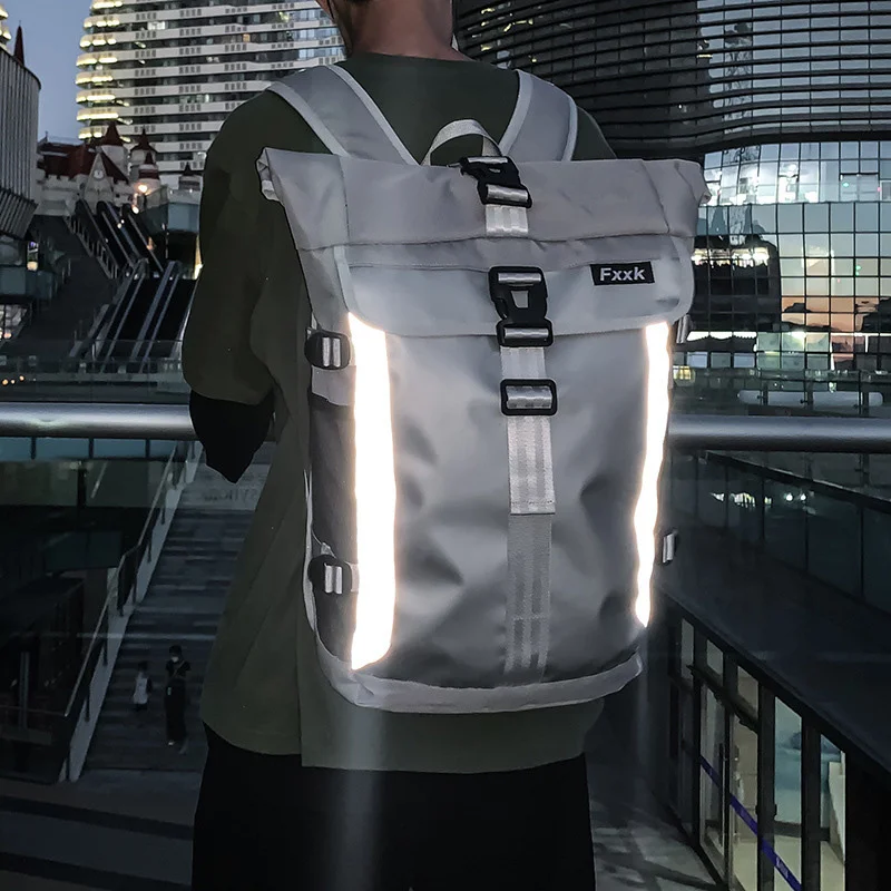 

Trend Cool Men's Reflective Backpacks Large Capacity Waterproof Travel Bagpack Multi-Pocket School Backpack For Teenager