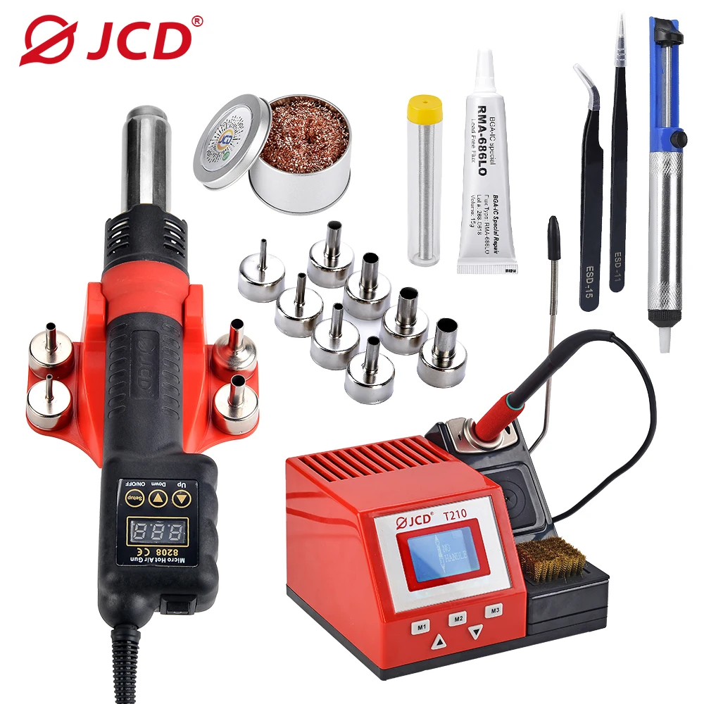 

JCD Soldering Station 85W LCD Display 200~500℃ temperature control soldering iron Welding Rework Station Repair Tools T210 Red