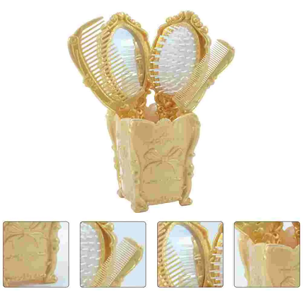 

Mirror Brush Comb Set Hair Vintage Handheld Hand Makeup Hairdressing Mirrors Compact Unique Women Held Hairstyling Tools Tool