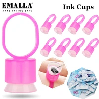 emalla tattoo ink cup pink pigment glue rings cups with sponge microblading permanent makeup rings cup tattoo supply accessories